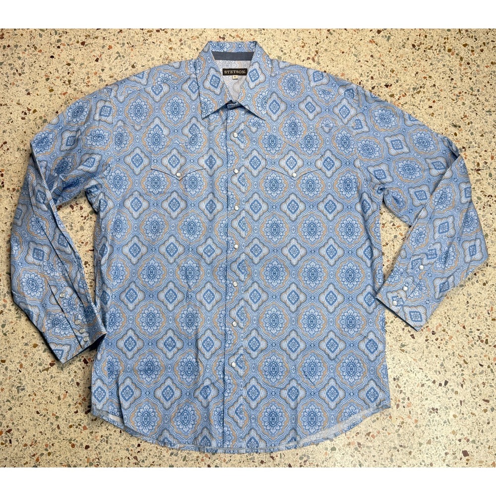 Stetson Men's Western Aztex Snap Pearl Long Sleeve Shirt‎ Size XL